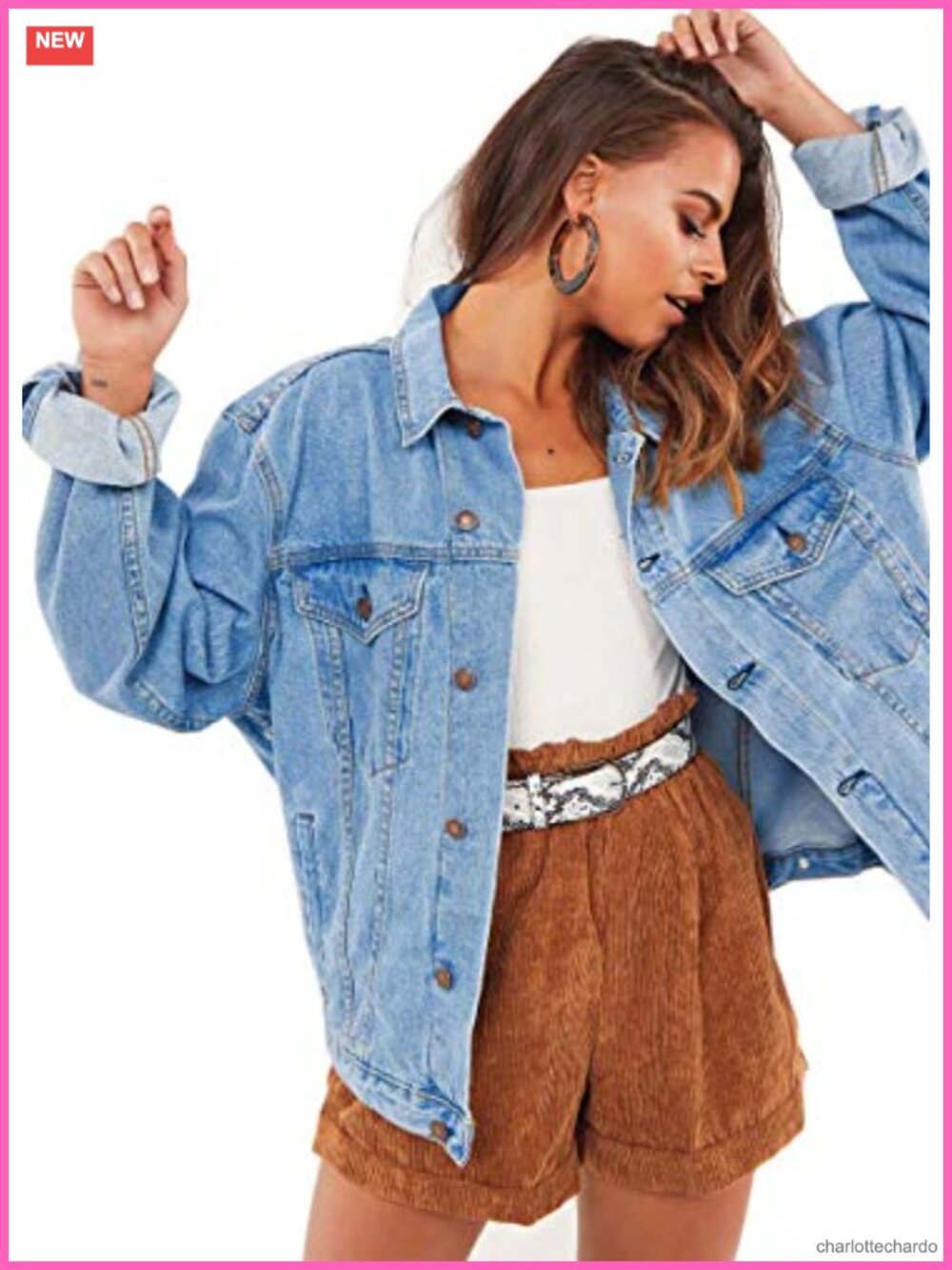 Oversized Vintage Denim Jacket Long Sleeve Boyfriend Coat